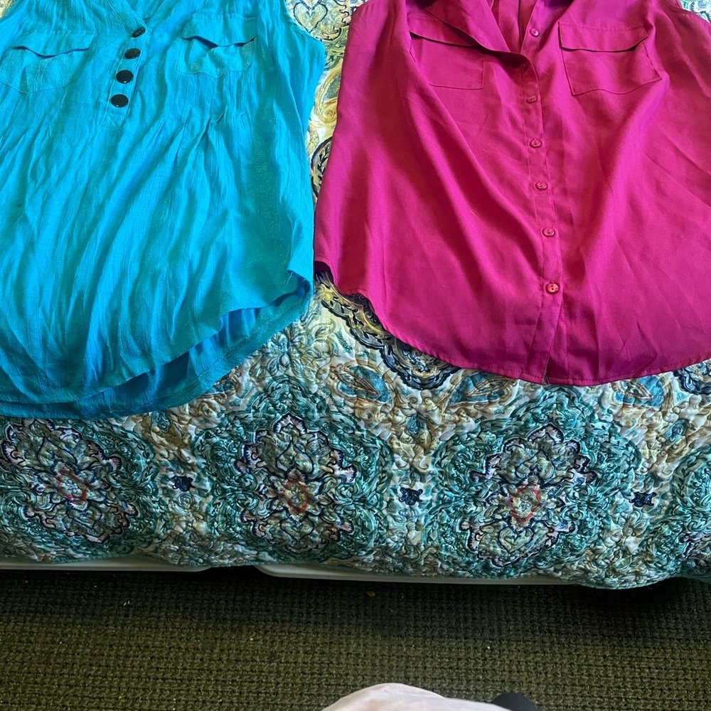 Avenue Teal and pink 2 for the price sleeveless shirt